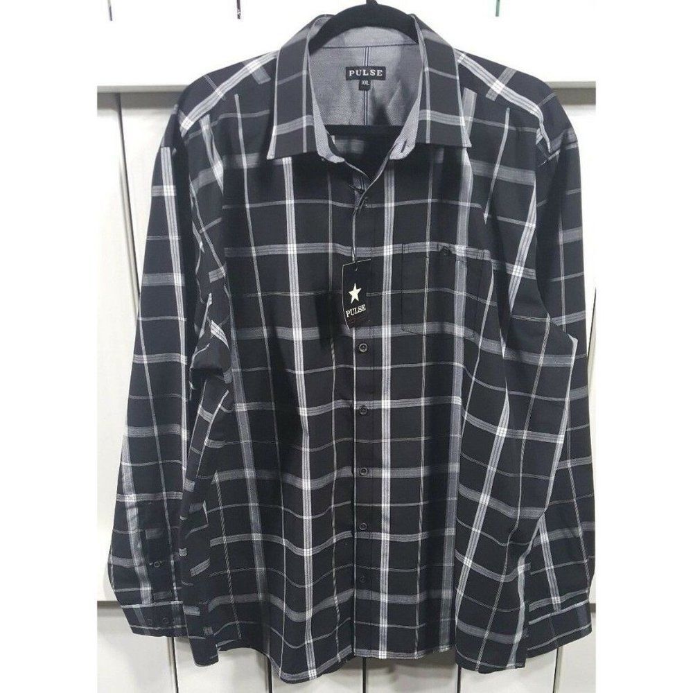 New With Tags Men's Pulse Plaid Shirt Black/Gray Size XXL